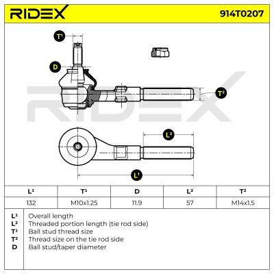Spurstangenkopf RIDEX 914T0207 914T0207 - foto 5