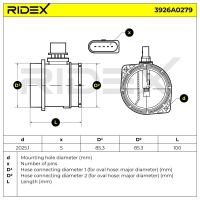 Luftmassenmesser RIDEX 3926A0279 3926A0279 - foto 6