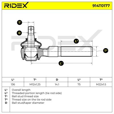 Spurstangenkopf RIDEX 914T0177 914T0177 - foto 7