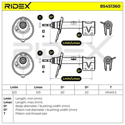 Stoßdämpfer RIDEX 854S1360 854S1360 - foto 5