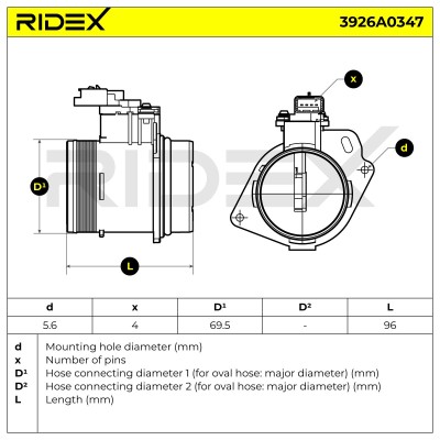 Luftmassenmesser RIDEX 3926A0347 3926A0347 - foto 6