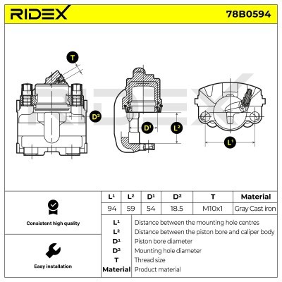 Bremssattel RIDEX 78B0594 78B0594 - foto 5