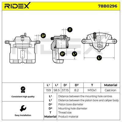 Bremssattel RIDEX 78B0296 78B0296 - foto 7