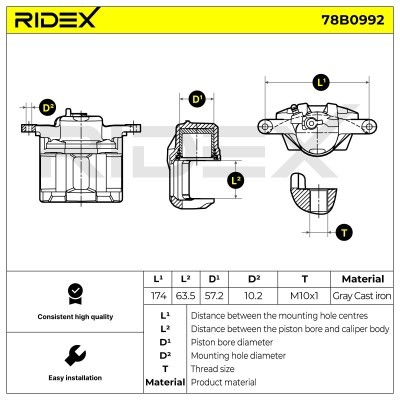 Bremssattel RIDEX 78B0992 78B0992 - foto 6