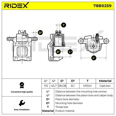 Bremssattel RIDEX 78B0259 78B0259 - foto 6