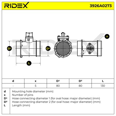 Luftmassenmesser RIDEX 3926A0273 3926A0273 - foto 7