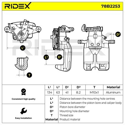 Bremssattel RIDEX 78B2253 78B2253 - foto 7