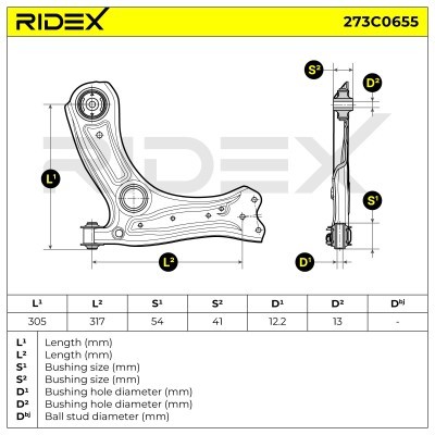 Querlenker RIDEX 273C0655 273C0655 - foto 10
