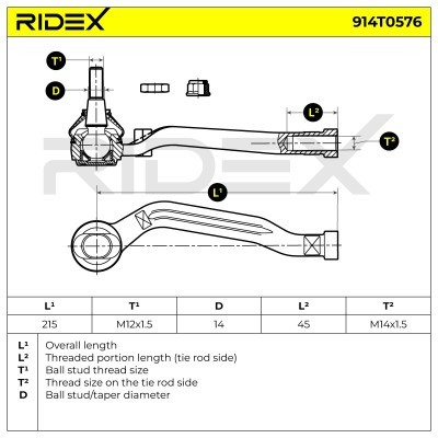 Spurstangenkopf RIDEX 914T0576 914T0576 - foto 7