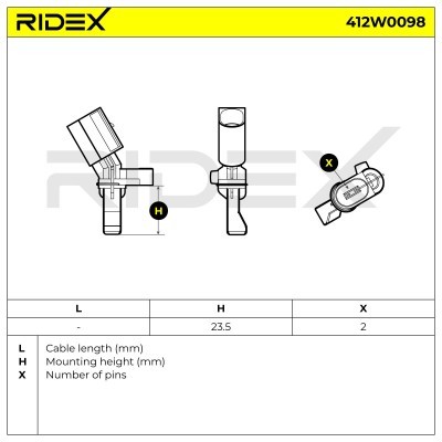 ABS Sensor RIDEX 412W0098 412W0098 - foto 3