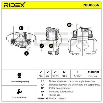 Bremssattel RIDEX 78B0636 78B0636 - foto 5