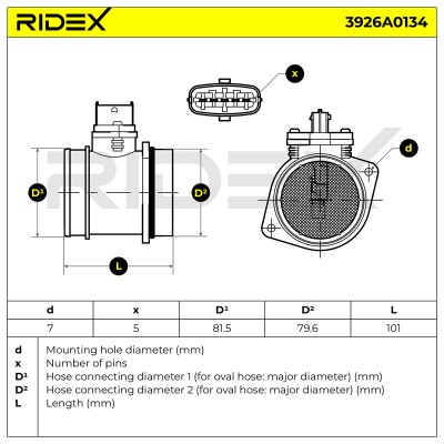 Luftmassenmesser RIDEX 3926A0134 3926A0134 - foto 8