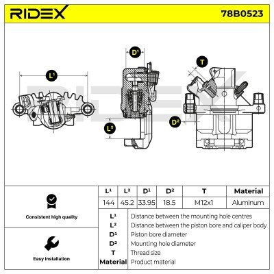 Bremssattel RIDEX 78B0523 78B0523 - foto 2