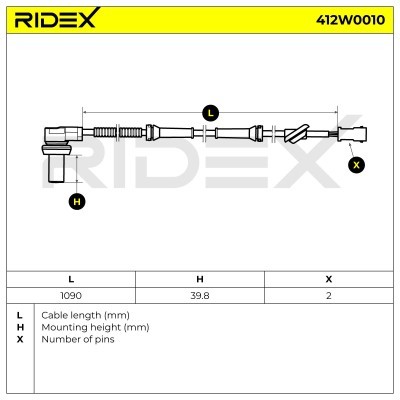 ABS Sensor RIDEX 412W0010 412W0010 - foto 3
