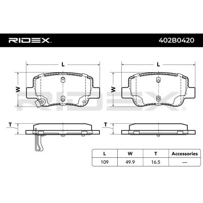 Bremsbeläge Satz RIDEX 402B0420 402B0420 - foto 3