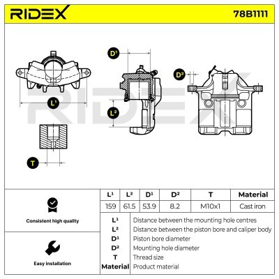 Bremssattel RIDEX 78B1111 78B1111 - foto 6