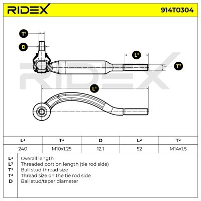 Spurstangenkopf RIDEX 914T0304 914T0304 - foto 7