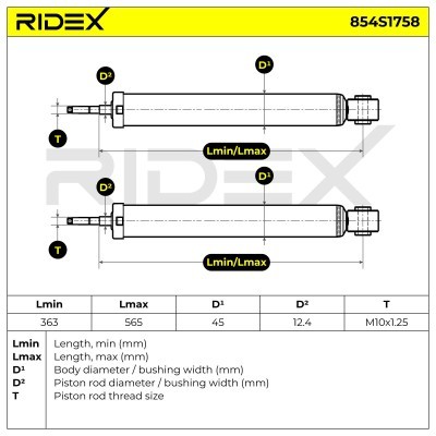 Stoßdämpfer RIDEX 854S1758 854S1758 - foto 7
