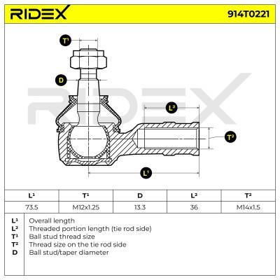 Spurstangenkopf RIDEX 914T0221 914T0221 - foto 5