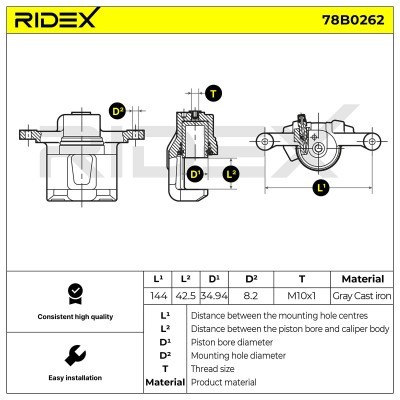 Bremssattel RIDEX 78B0262 78B0262 - foto 2