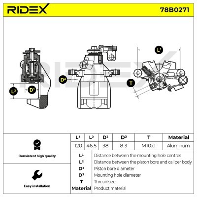 Bremssattel RIDEX 78B0271 78B0271 - foto 8