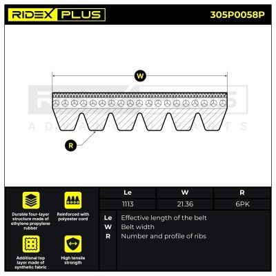 Keilrippenriemen RIDEX 305P0058P 305P0058P - foto 6