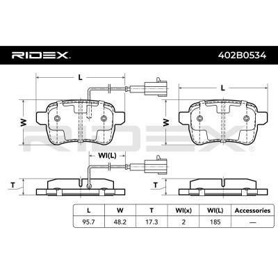 Bremsbeläge Satz RIDEX 402B0534 402B0534 - foto 3
