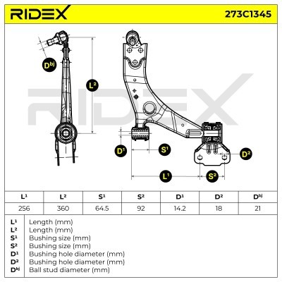 Querlenker RIDEX 273C1345 273C1345 - foto 5
