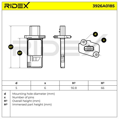 Luftmassenmesser RIDEX 3926A0185 3926A0185 - foto 6
