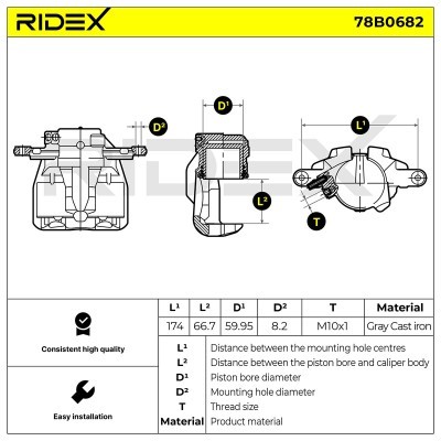 Bremssattel RIDEX 78B0682 78B0682 - foto 5