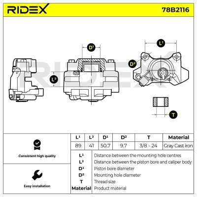 Bremssattel RIDEX 78B2116 78B2116 - foto 6