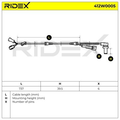 ABS Sensor RIDEX 412W0005 412W0005 - foto 7