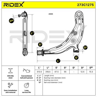 Querlenker RIDEX 273C1275 273C1275 - foto 4