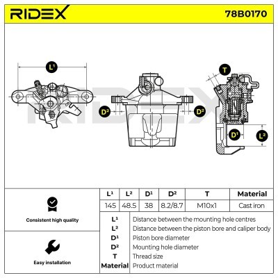 Bremssattel RIDEX 78B0170 78B0170 - foto 5