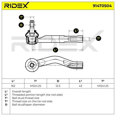 Spurstangenkopf RIDEX 914T0504 914T0504 - foto 6