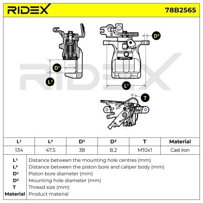 Bremssattel RIDEX 78B2565 78B2565 - foto 7