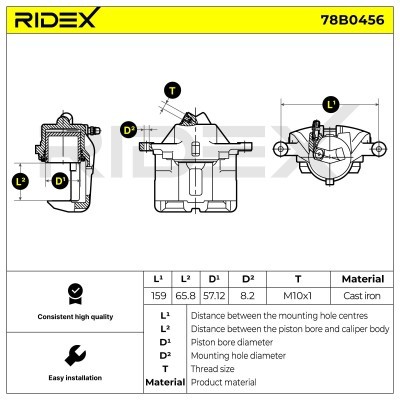 Bremssattel RIDEX 78B0456 78B0456 - foto 6