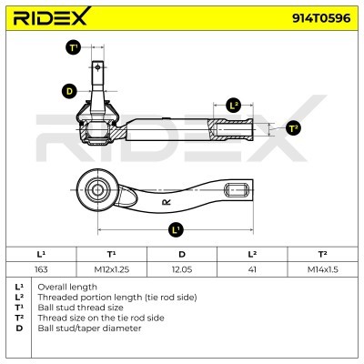 Spurstangenkopf RIDEX 914T0596 914T0596 - foto 6