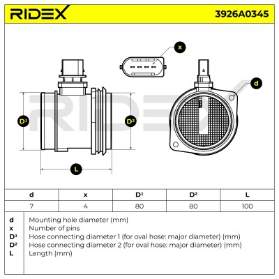Luftmassenmesser RIDEX 3926A0345 3926A0345 - foto 6