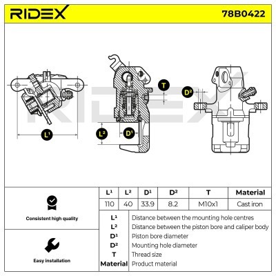 Bremssattel RIDEX 78B0422 78B0422 - foto 6