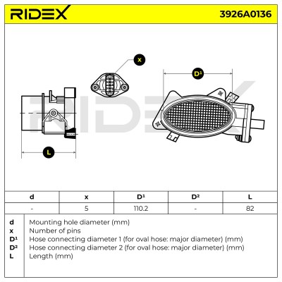 Luftmassenmesser RIDEX 3926A0136 3926A0136 - foto 6