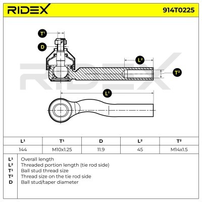 Spurstangenkopf RIDEX 914T0225 914T0225 - foto 5