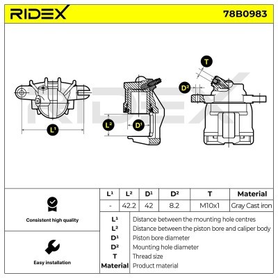 Bremssattel RIDEX 78B0983 78B0983 - foto 5