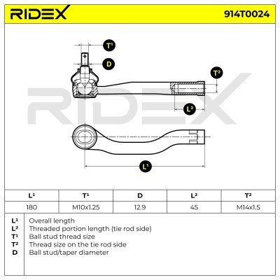 Spurstangenkopf RIDEX 914T0024 914T0024 - foto 3