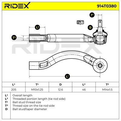 Spurstangenkopf RIDEX 914T0380 914T0380 - foto 5