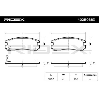 Bremsbeläge Satz RIDEX 402B0883 402B0883 - foto 4