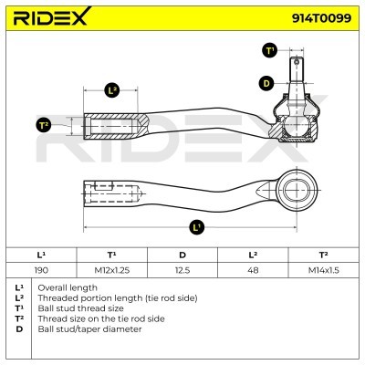 Spurstangenkopf RIDEX 914T0099 914T0099 - foto 4