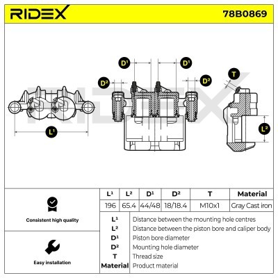 Bremssattel RIDEX 78B0869 78B0869 - foto 6