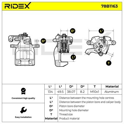Bremssattel RIDEX 78B1163 78B1163 - foto 6