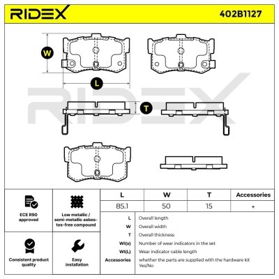 Bremsbeläge Satz RIDEX 402B1127 402B1127 - foto 6